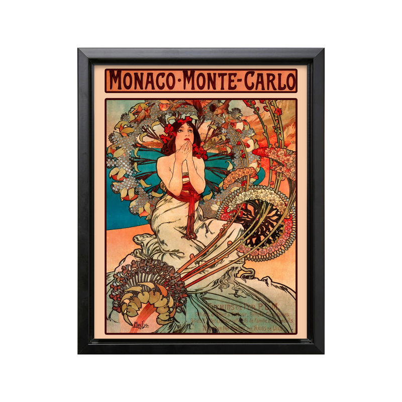 Monaco Monte Carlo No2, H 08 po x l 10 po, Canevas, Cadre noir