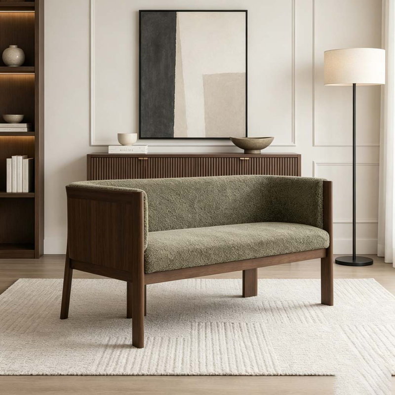 48.5" Upholstered Solid Loveseat Sofa, Green