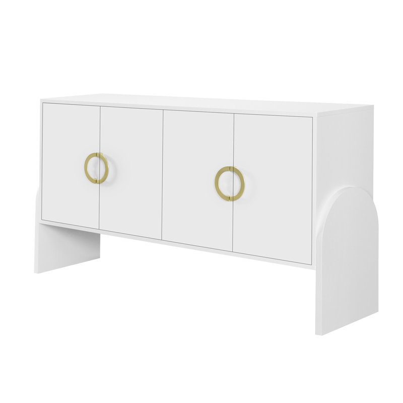 Yisselle 61'' Wide Four-Door Sideboard with Metal Handle and Adjustable Shelf, White
