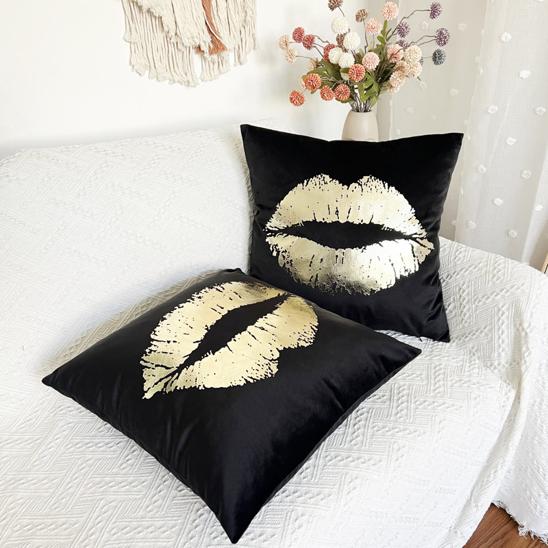 Housse de coussin couleur unie or (ensemble de 2), 18 po x 18 po, Noir
