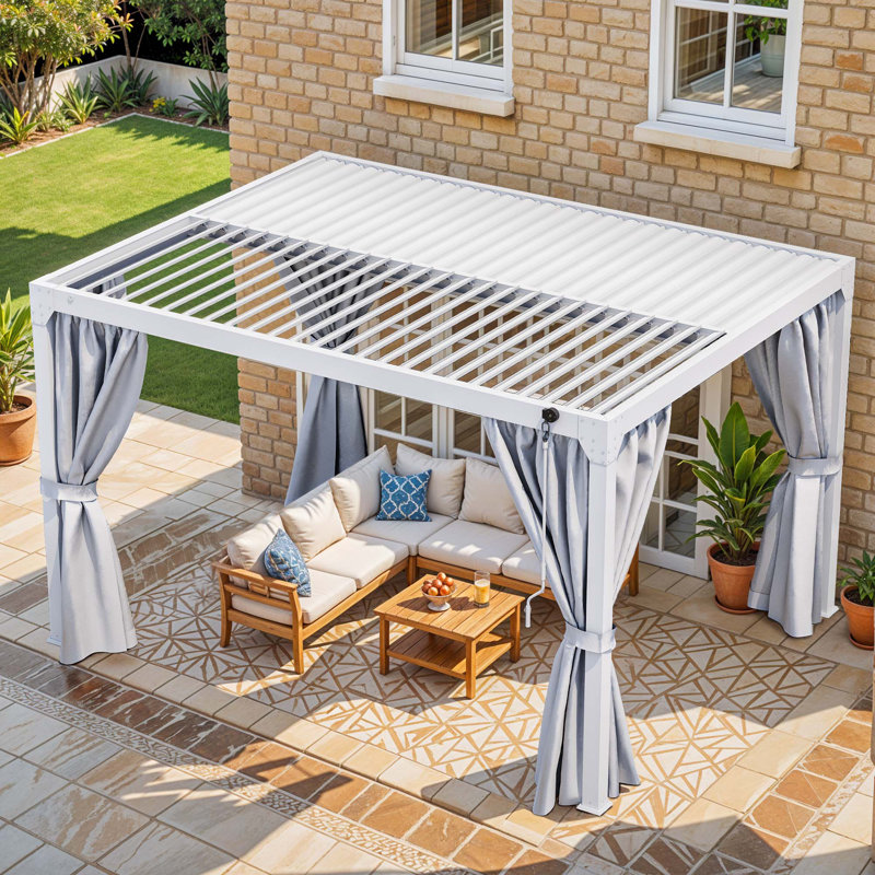 13ft x 10ft Outdoor Gazebo with Curtains
