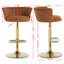 Ensemble de 2 tabourets de bar, avec repose-pieds chromé et base pivotante en velours à hauteur réglable et tabouret de bar simple doré - orange