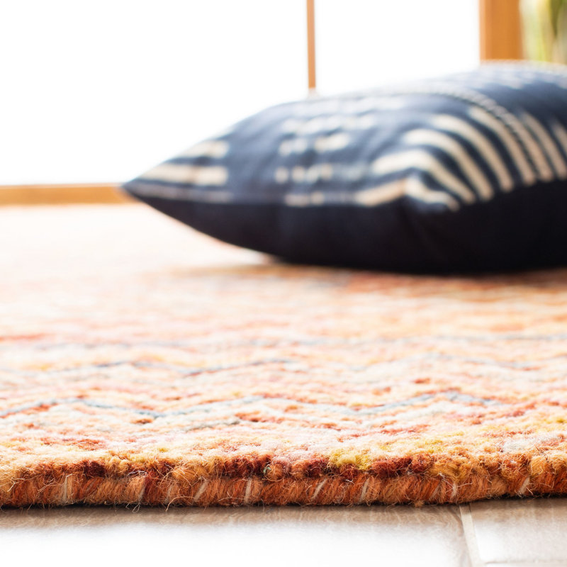 Aspen Red and Gold Geometric Wool 6' x 9' Area Rug