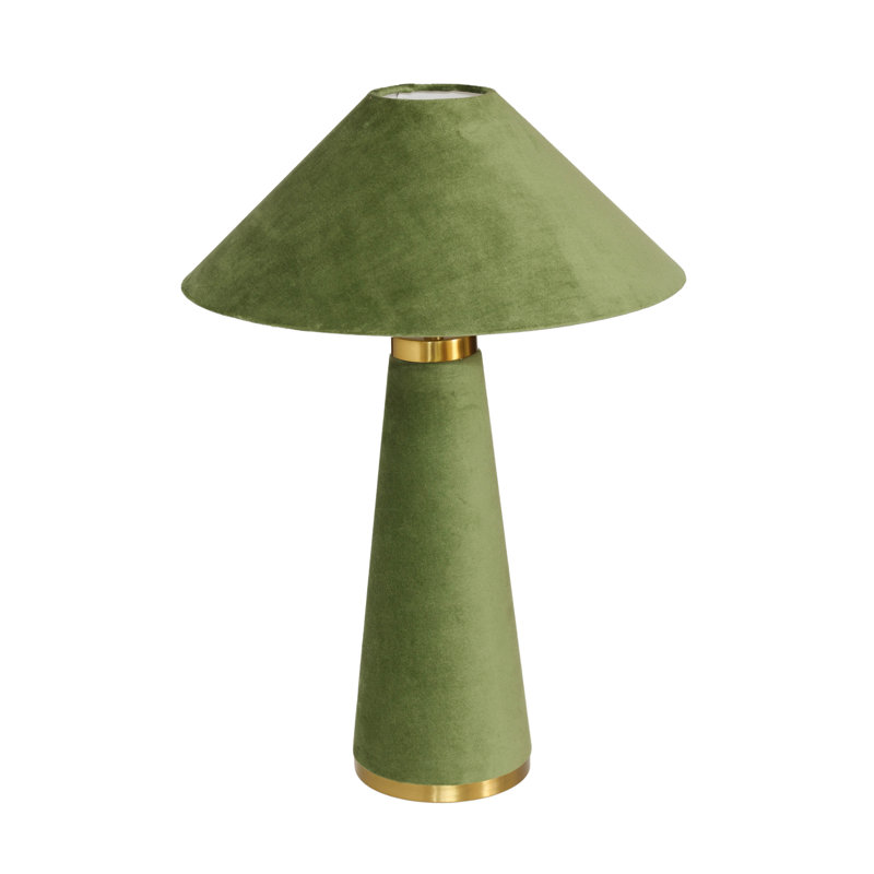 Lampe de table en velours terre cuite Graham, Vert mousse, Vert mousse