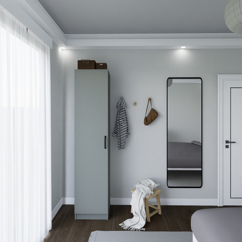 Berend 1 Door Manufactured Wood Wardrobe, Grey