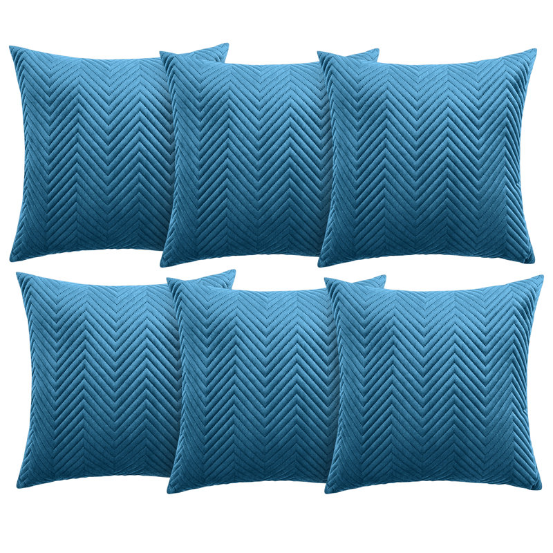 Aspire Homeware Embossed Square Velvet Cushion Cover, Teal, Pack of 6