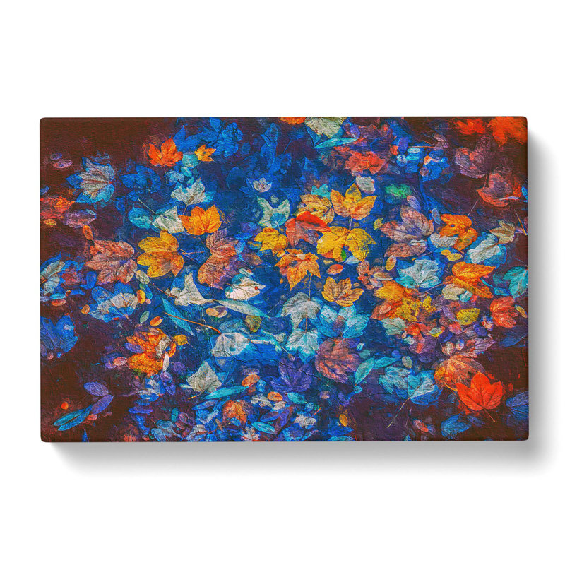 Multi Coloured Autumn Leaves In Abstract - Wrapped Canvas Painting, 50cm H x 76cm W x 3cm D