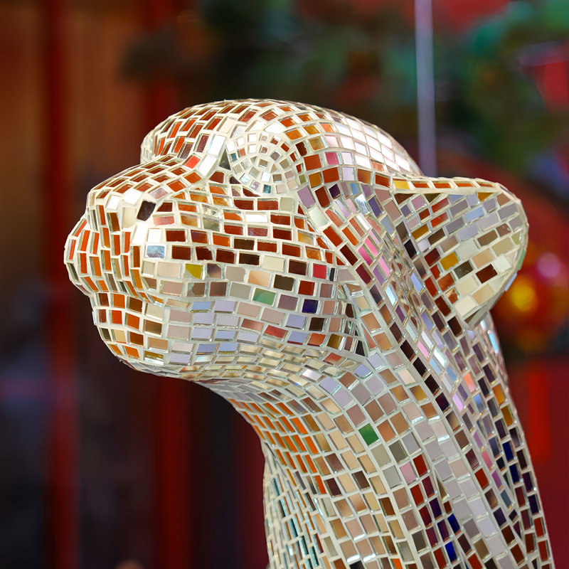 Statue en cristal Jaguar - Sculpture droite, Argent