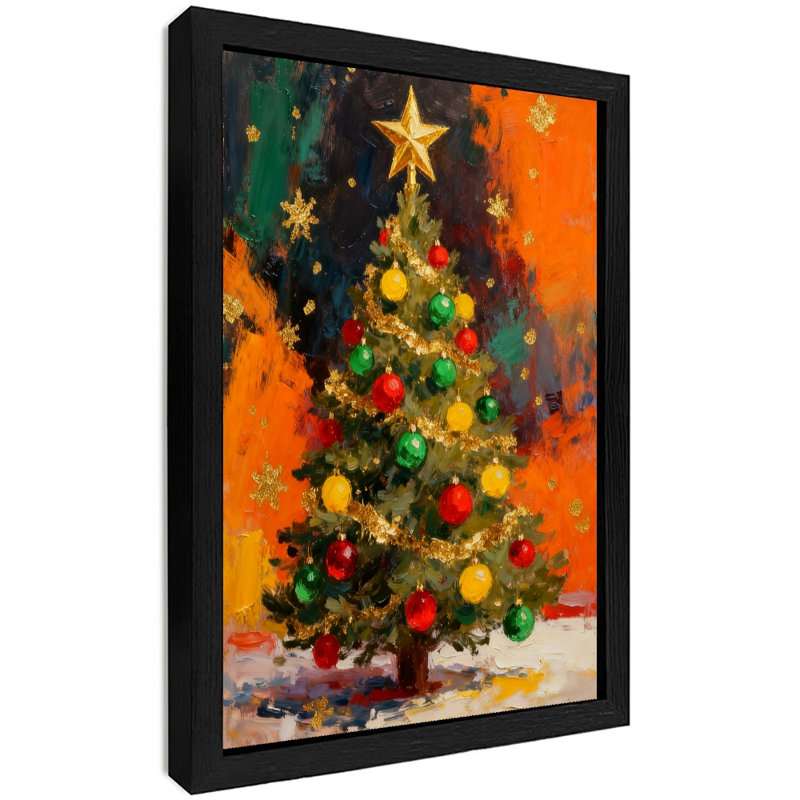 «Black», peinture à l'huile rétro, art de sapin de Noël, art mural, impressions de style rétro, H 37 po x l 25 po