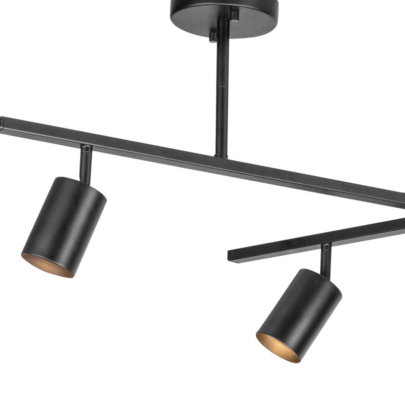 Ensemble de rail d'éclairage 6 lumières, L 64 po, Noir