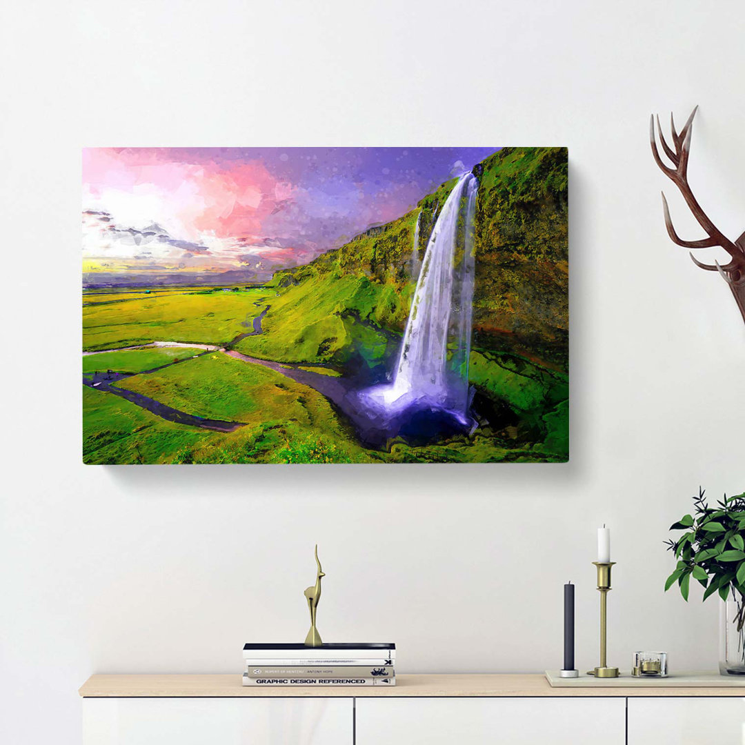 Seljalandsfoss Waterfall Iceland In Abstract - Wrapped Canvas