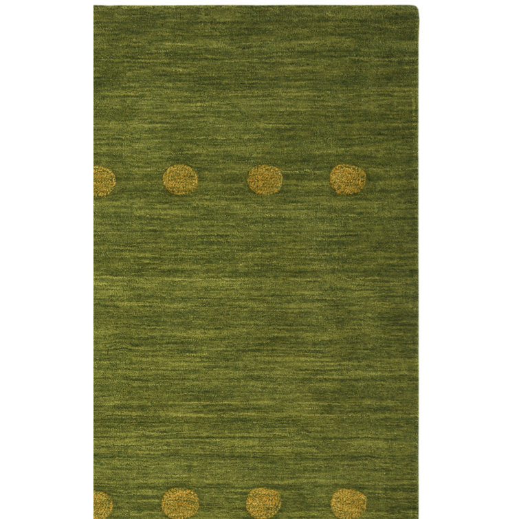 Tapis vert en laine tissé à la main à pois Pixley