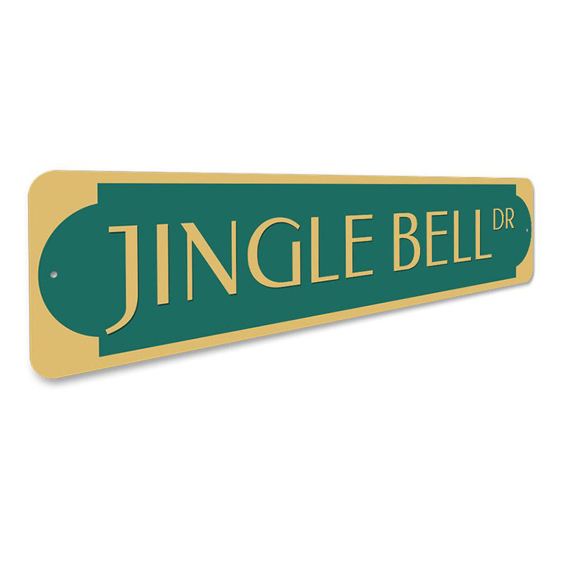 Plaque en aluminium Jingle Bell Drive, H 4 po x l 18 po x P 0,04 po