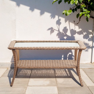 Table basse d'extérieur en osier PE L 40 po x l 22 po Bonia