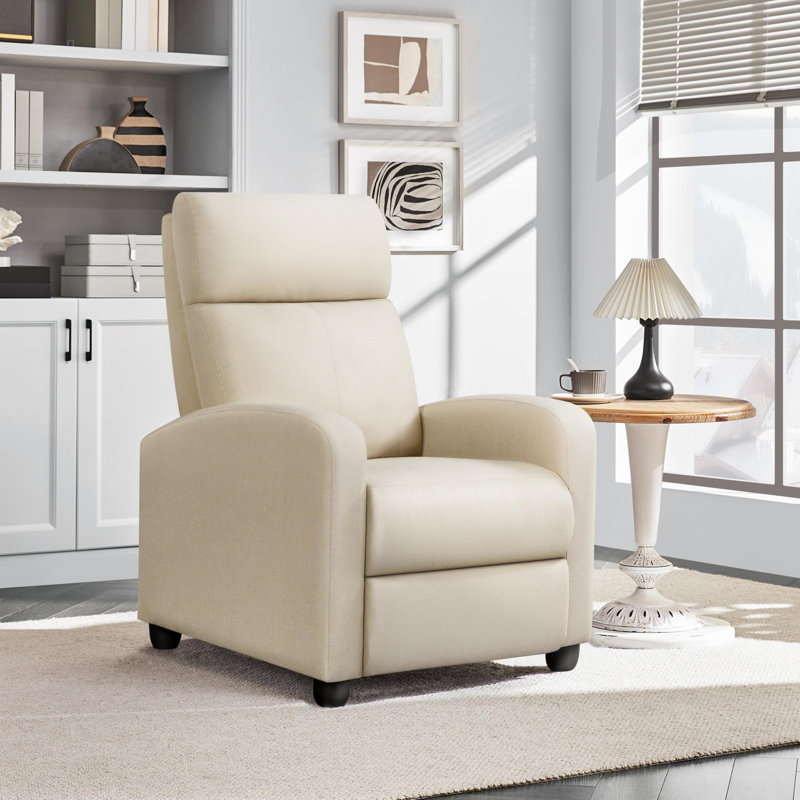 Canapé inclinable réglable moderne en tissu avec siège et dossier plus épais, Lin beige