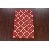 Geometric Handmade Tufted Wool Red/Beige Area Rug