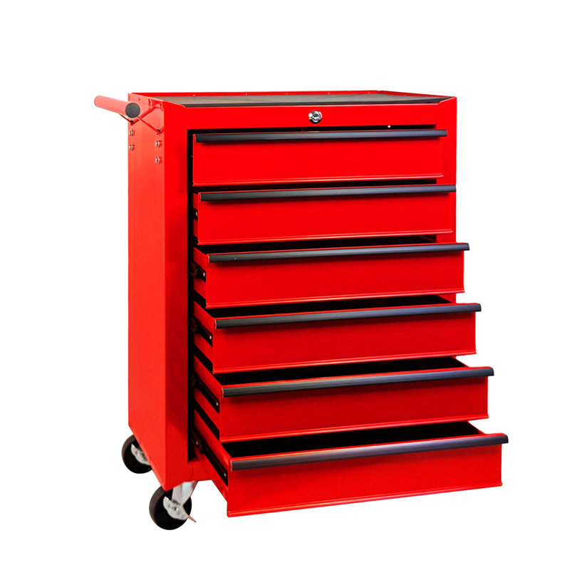 Coffre à outils roulant en métal avec 6 tiroirs, armoire à outils à 6 tiroirs avec glissières à roulement à billes de 20 po, boîte de rangement pour outils en acier