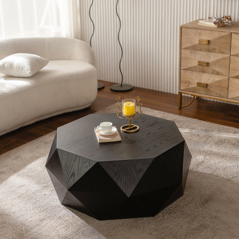 Vintage-style 38" Coffee Table With Three Uniqueness - Black Design, Vintage Style, Fir Wood And Combination, Stylish Choice