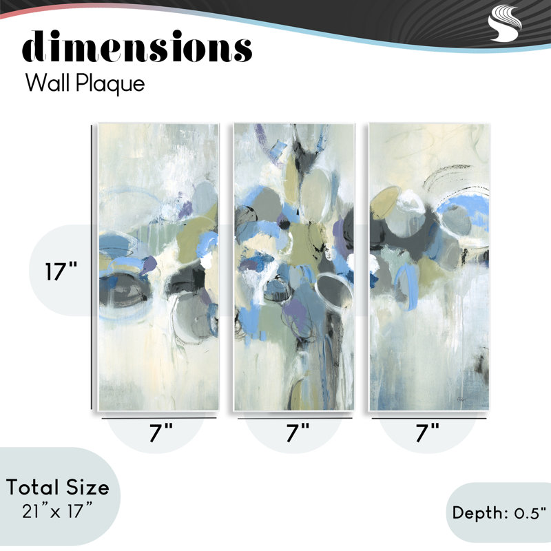 Ensemble de 3 plaques murales Subdued Dappled Abstract, design par Lisa Ridgers