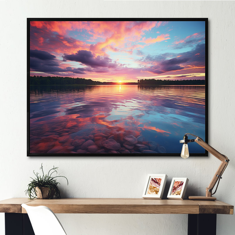 Sunset Cotton Candy Skies I - Landscapes Wall Decor, H 34 po x l 44 po x P 1,5 po, Cadre flottant noir