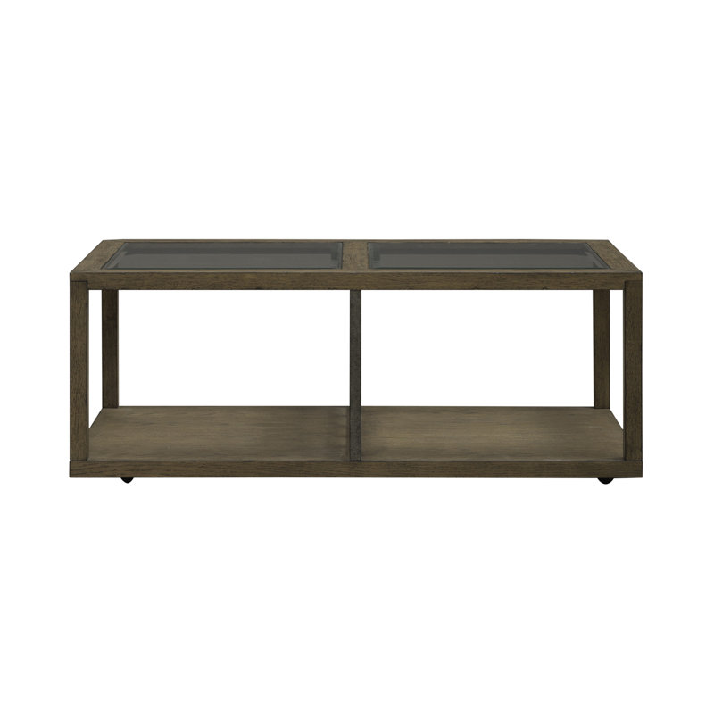 Table basse Tiznit avec inserts en verre et roulettes