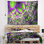 Tapisserie abstraite à motif exotique vert mauve-28495922