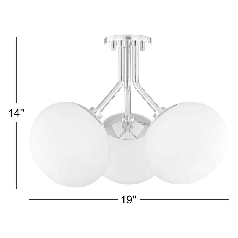 Alex Glass Semi Flush Mount, Polished Nickel