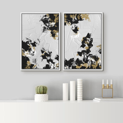 «Pastel Watercolor Green Teal Wave Collage Abstract Shapes», 2 pièces sur toile