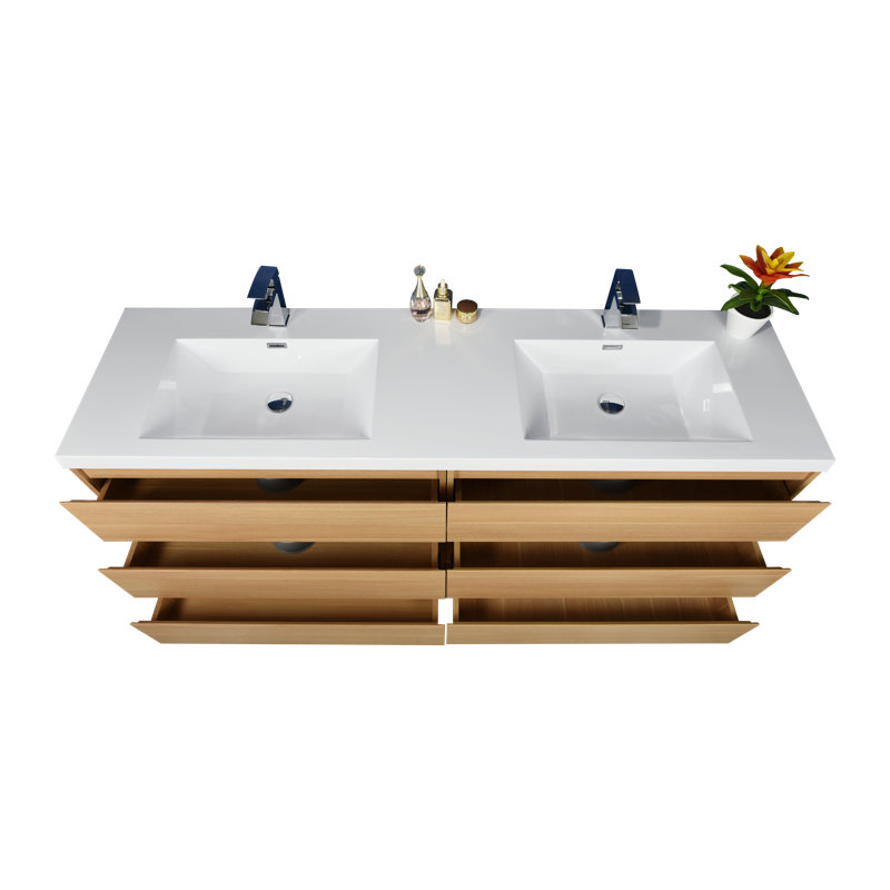 Ensemble de meuble-lavabo double 84 po Bobijo, Chêne Coburg