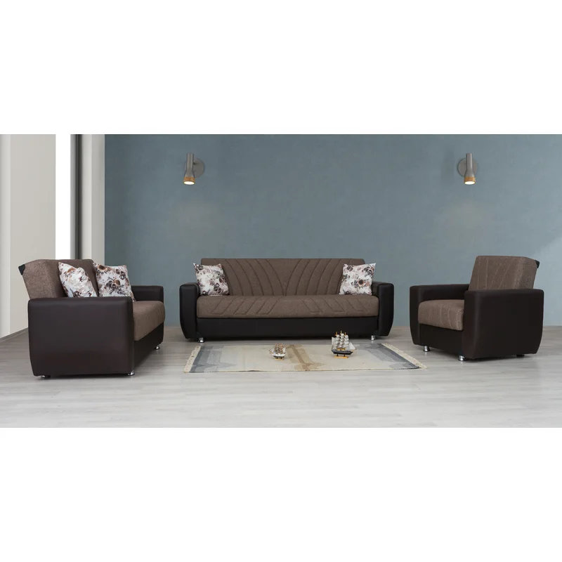 Causeuse-lit convertible en cuir 65 po Mukadder