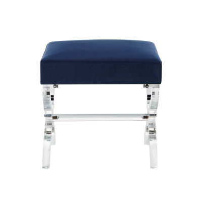 18" Velvet And Clear Ottoman