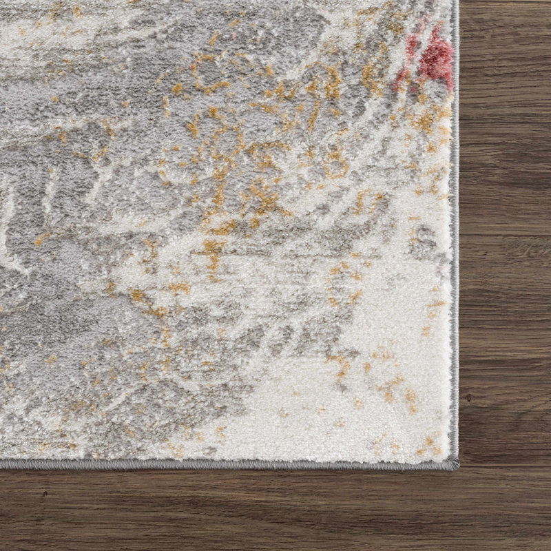 Tapis rose / beige à motif abstrait Catalaya, Rectangle 2 pi 7 po x 4 pi