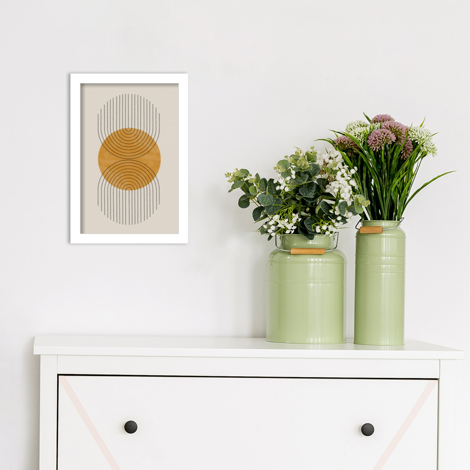 Perfect Point Yellow by The MIUUS STUDIO, 13" H x 9" W x 1" D, White Framed