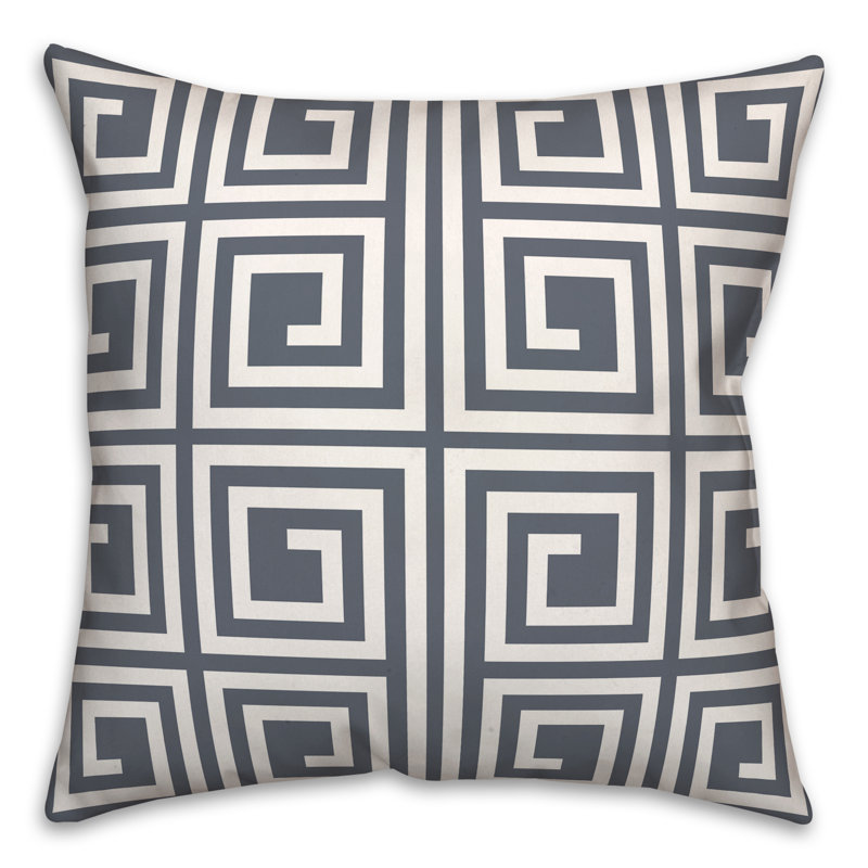  Coussin décoratif géométrique intérieur / extérieur en polyester, Ardoise, H 18 po x l 18 po