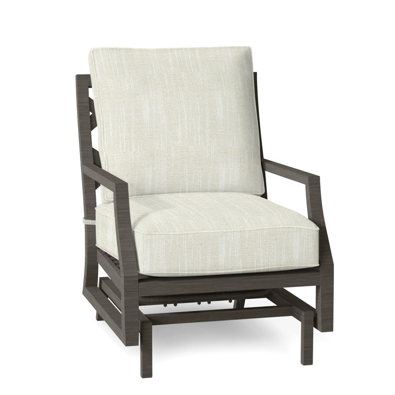 Lattice Arm Chair with Cushions, Welt, Linen Dove