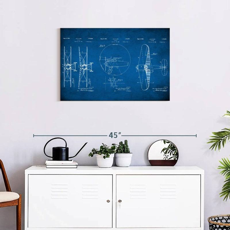 Impression de plans d'aviation, impression sur toile, H 20 po x l 30 po x P 1,25 po