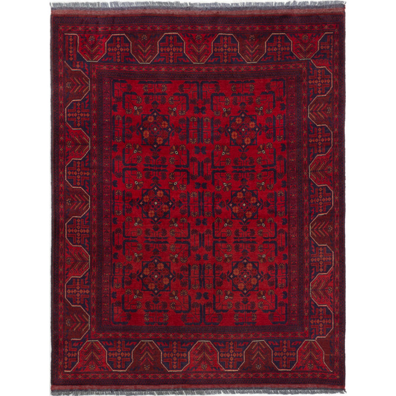 Tapis en laine rouge/bleu 4 pi 10 po x 6 pi 2 po one-of-kind-noué la main Kaler
