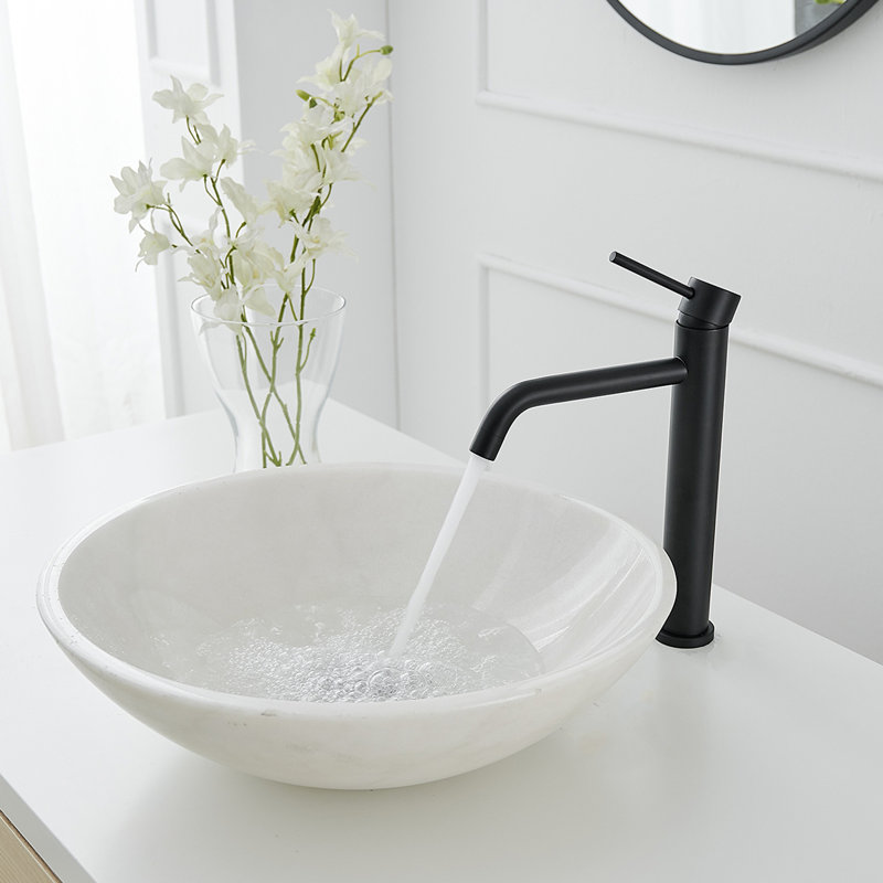 Single-handle Bathroom Faucet with Drain Assembly, Matte Black