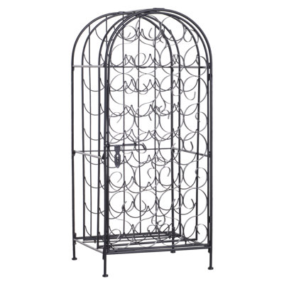 35 Bottle Wrought Iron Wine Rack Cabinet With Lock