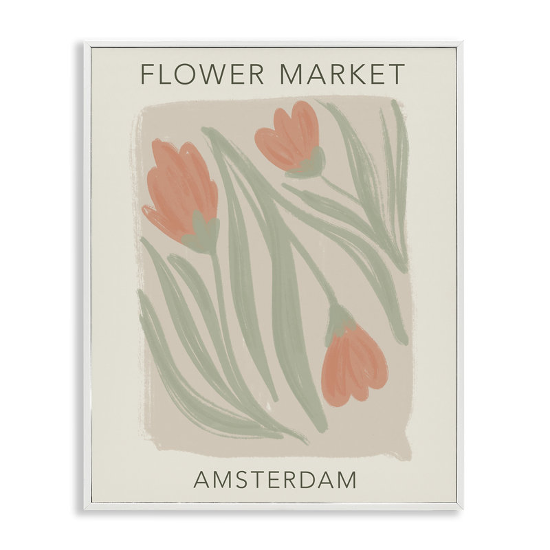 Giclée encadrée du marché aux fleurs, design par Lucille Price, Giclée encadrée blanc bord de mer, H 30 po x l 24 po