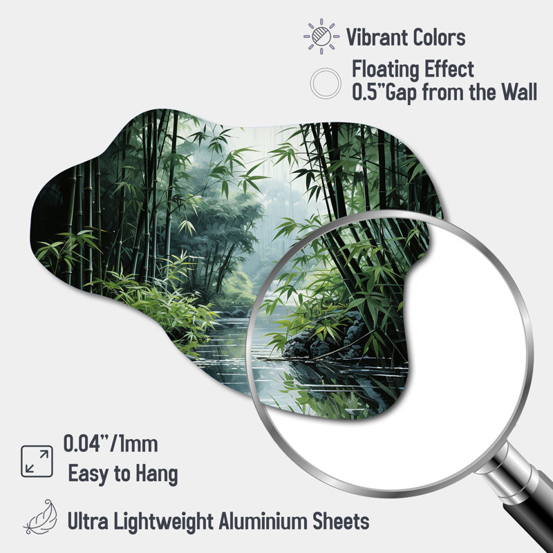 «Japon Art Bamboo Forest - Art asymétrique, art mural en métal, sculpture murale en métal nuage, H 25 po x l 28 po x P 1 po