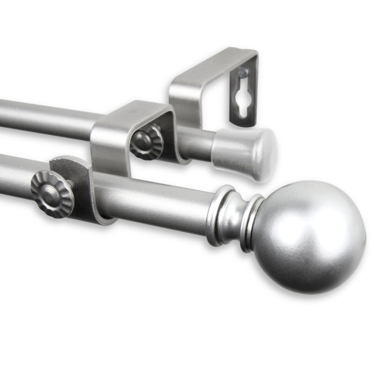 Tringle à rideaux double Desjardins, 48 po - L 84 po, Nickel satiné