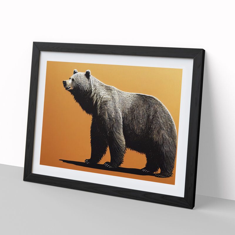 Expressive Bear - Single Picture Frame Print, Black Framed, 46cm H x 64cm W x 2cm D