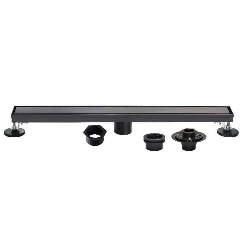 Kingston Brass Watercourse 28-Inch Stainless Steel Linear Shower Drain With Flange And Hair Trap, Matte Black