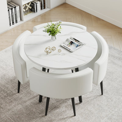 Ensemble de chaises rondes et plateau en bois 31,49 po, double usage pour appartement et réception