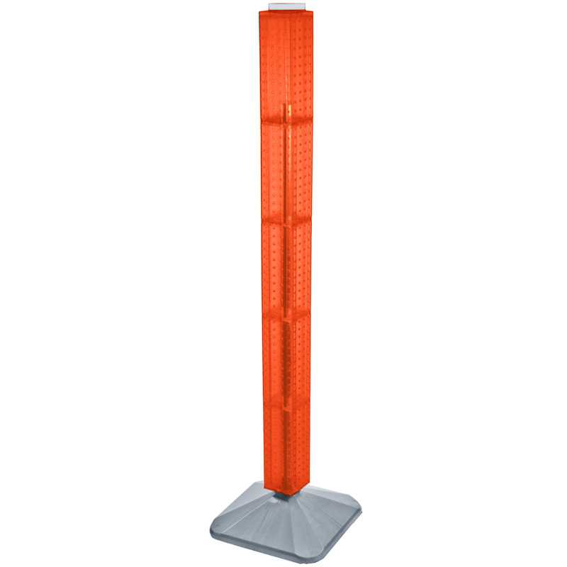 Four-Sided Pegboard Tower Floor Display on Revolving Base. Spinner Rack Tower. Panel Size: 4"W x 60"H