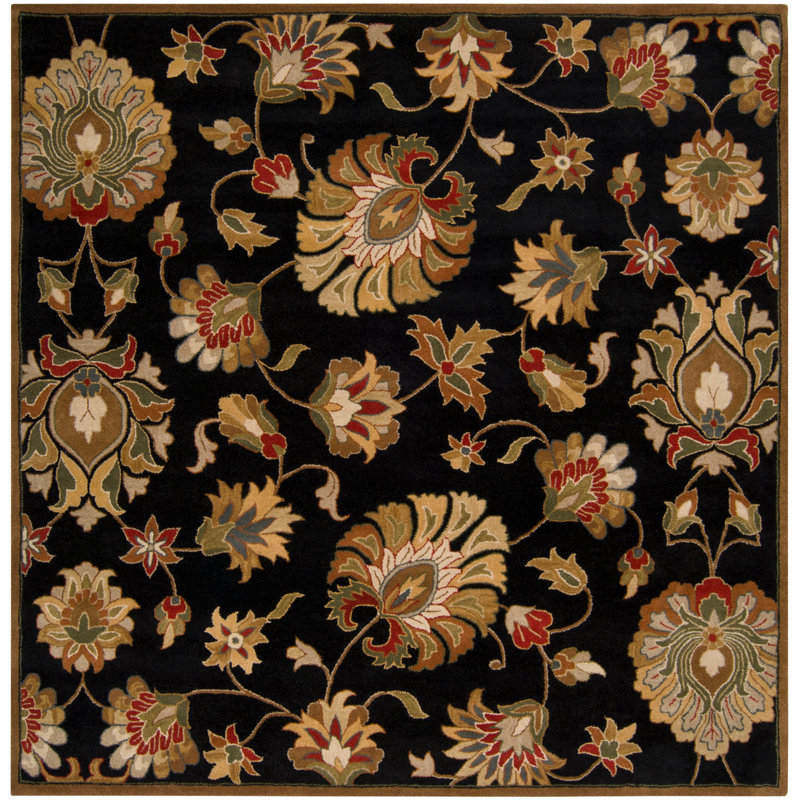 Arnedra Hand Tufted Wool Floral Indoor Rug, Square 9'9"