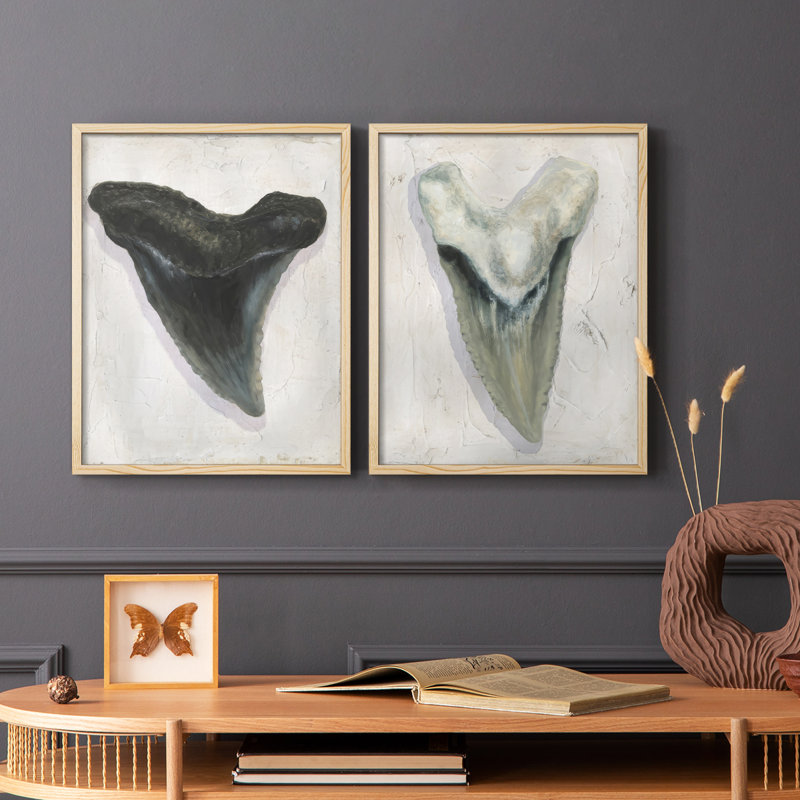 Watercolor Sharks Tooth I-Premium Framed Print -Ready to Hang - No Nails Required - No Nails Required, 11" H x 18" W
