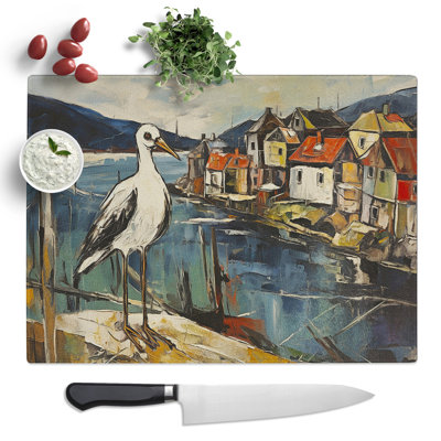 Seagull Expressionism  Glass Chopping Board