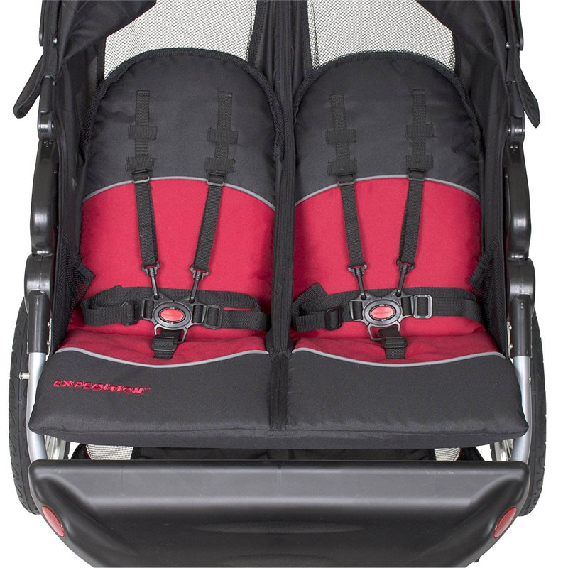Centennial Red and Black Double Jogging Stroller with Swivel Wheels